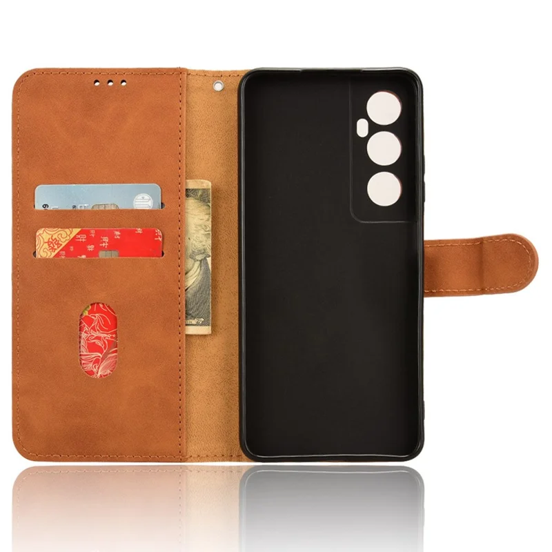 For Realme C65 4G Case PU Leather Skin Touch Feeling Wallet Phone Cover - Brown
