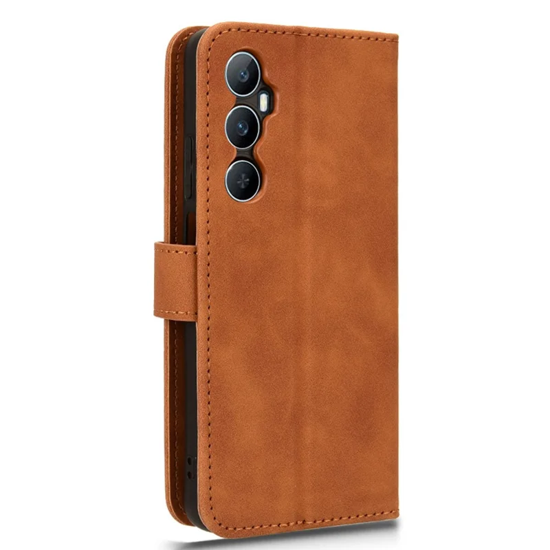 For Realme C65 4G Case PU Leather Skin Touch Feeling Wallet Phone Cover - Brown