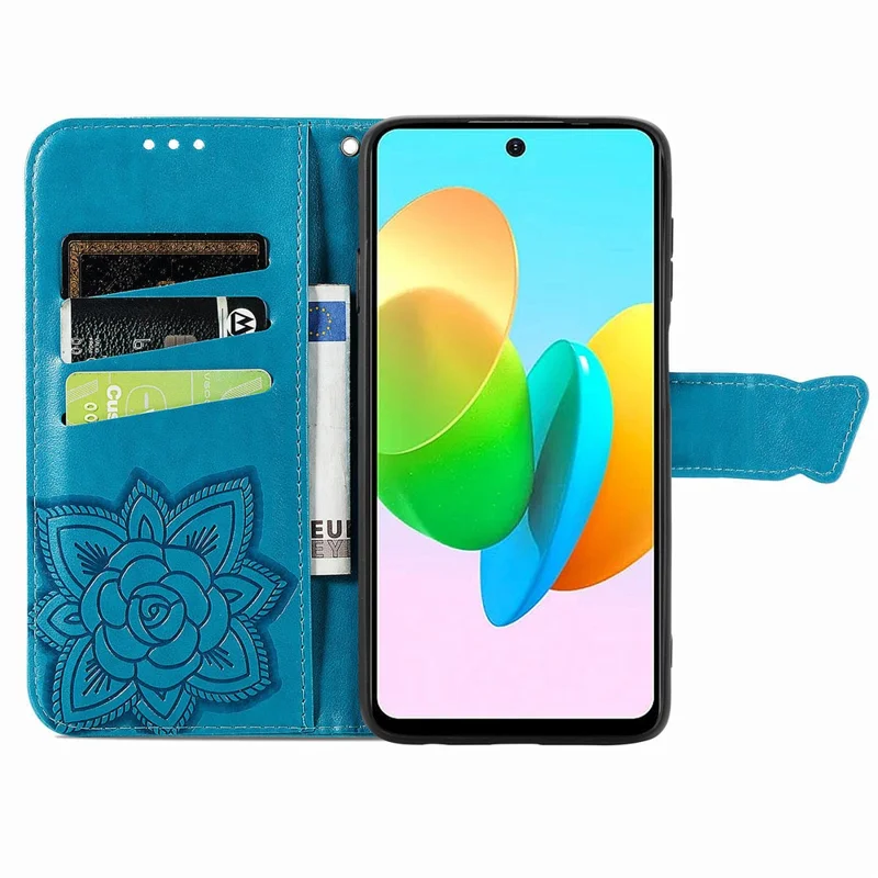 For TECNO Spark 20C Case Butterfly Imprinted PU Leather Stand Phone Cover Online Shopping Wholesale - Blue