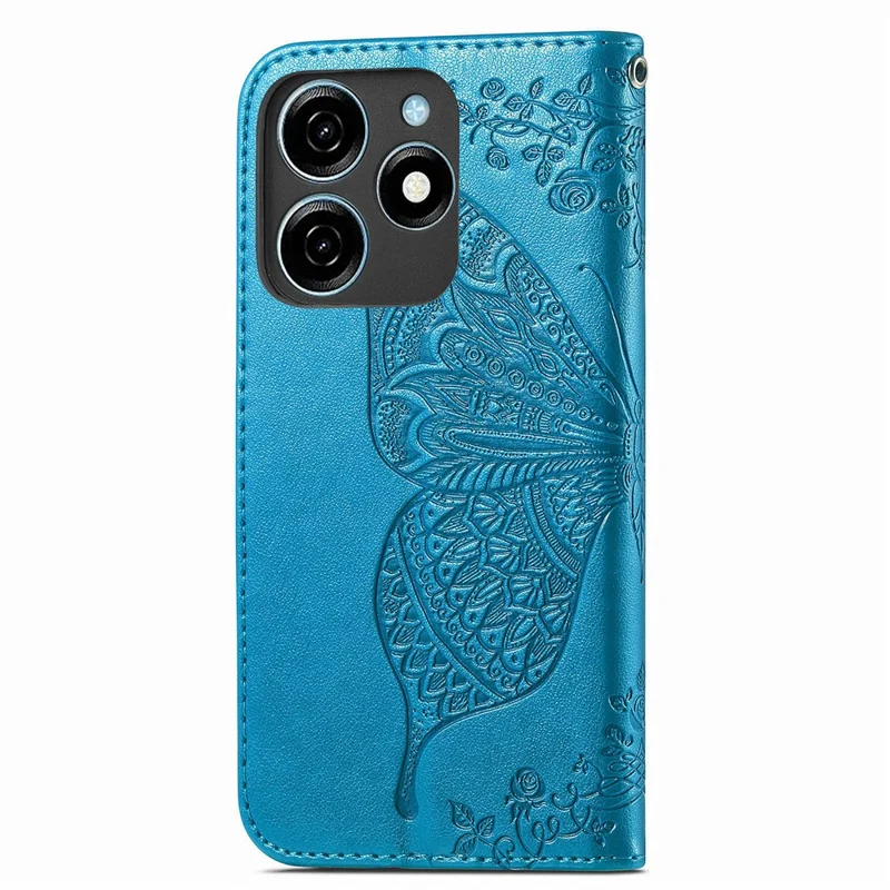 For TECNO Spark 20C Case Butterfly Imprinted PU Leather Stand Phone Cover Online Shopping Wholesale - Blue