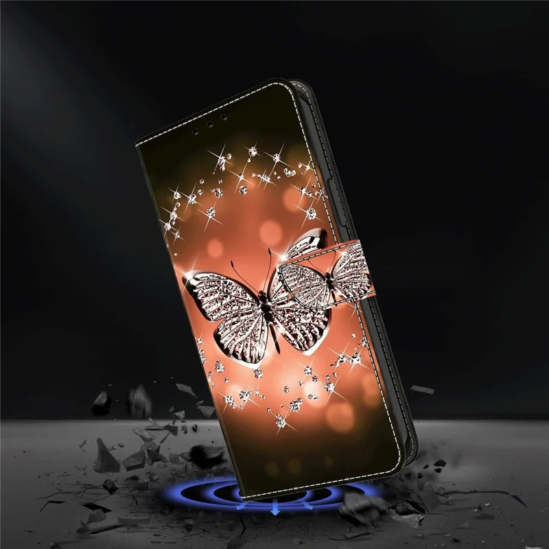 For Google Pixel 9 / Pixel 9 Pro Case Card Holder 3D Pattern PU Leather Protective Phone Cover - Crystal Butterfly