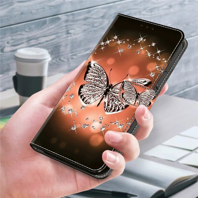 For Google Pixel 9 / Pixel 9 Pro Case Card Holder 3D Pattern PU Leather Protective Phone Cover - Crystal Butterfly
