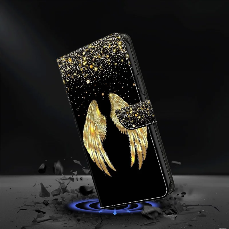 For Google Pixel 9 Pro XL Case Stand 3D Pattern PU Leather Flip Wallet Phone Cover - Gold Wing