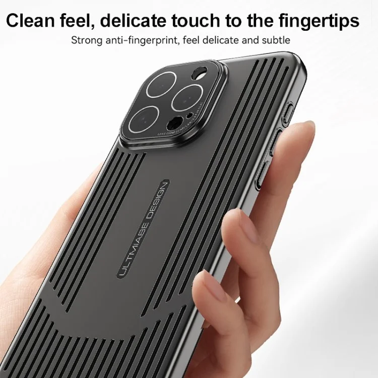 Funda para iPhone 13 Pro, de material PC transpirable y refrescante, cubierta de teléfono a prueba de golpes - Negro