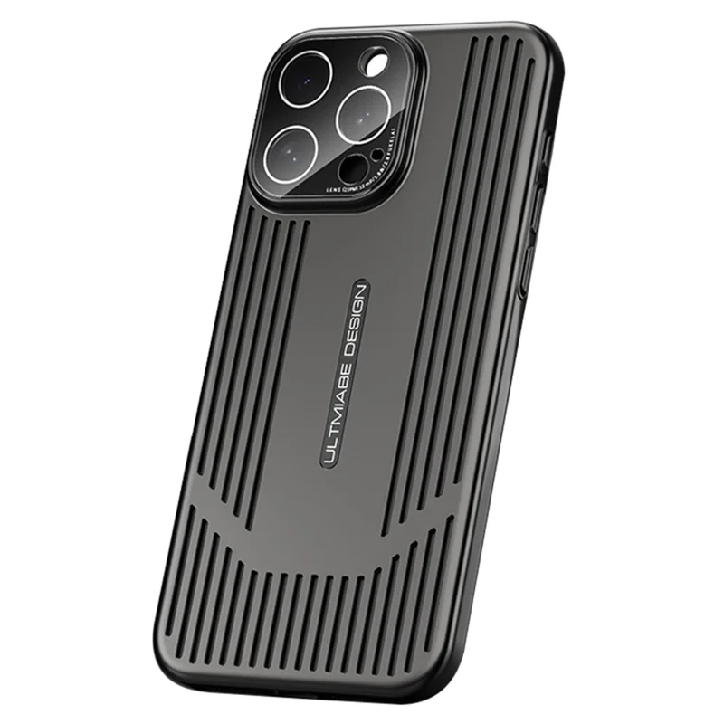 Para iPhone 14 Pro Max Capa Electroplated Hard PC All Protective Phone Cover com Lens Film - Preto