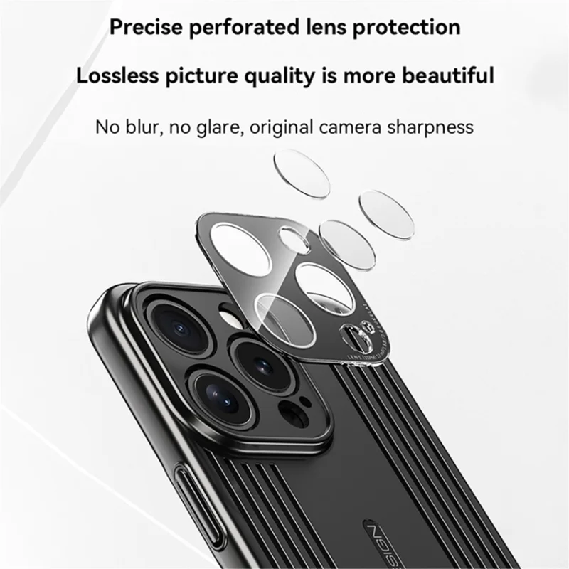 Para iPhone 14 Pro Max Capa Electroplated Hard PC All Protective Phone Cover com Lens Film - Preto