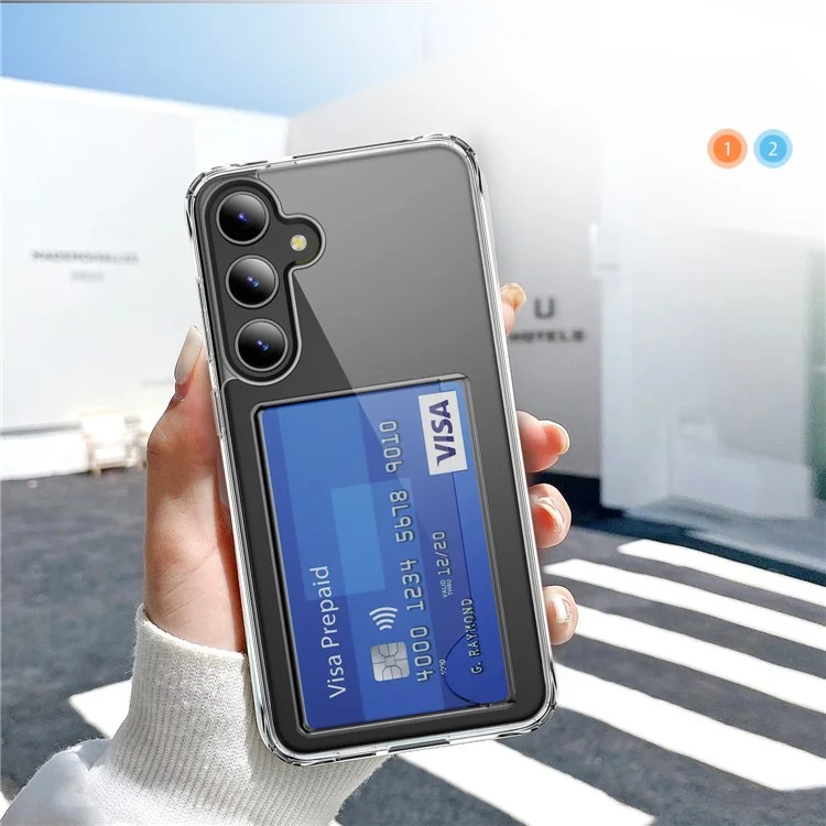 Per Samsung Galaxy S24+ Custodia Trasparente TPU+PC+Acrilico Custodia Protettiva per Cellulare con Porta Carte