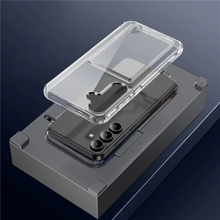 Per Samsung Galaxy S24+ Custodia Trasparente TPU+PC+Acrilico Custodia Protettiva per Cellulare con Porta Carte