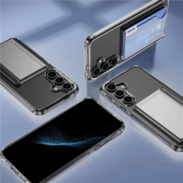 Per Samsung Galaxy S24+ Custodia Trasparente TPU+PC+Acrilico Custodia Protettiva per Cellulare con Porta Carte