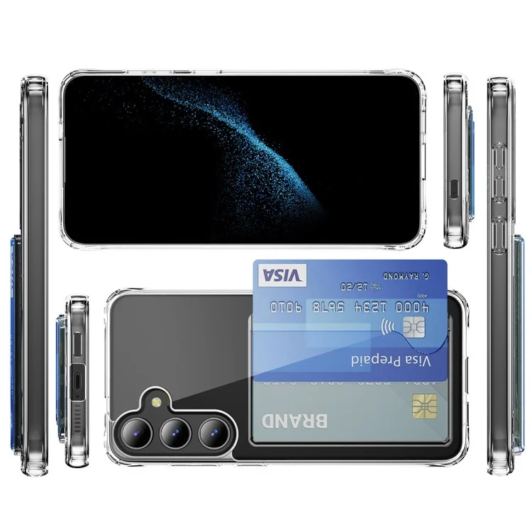 Per Samsung Galaxy S24+ Custodia Trasparente TPU+PC+Acrilico Custodia Protettiva per Cellulare con Porta Carte