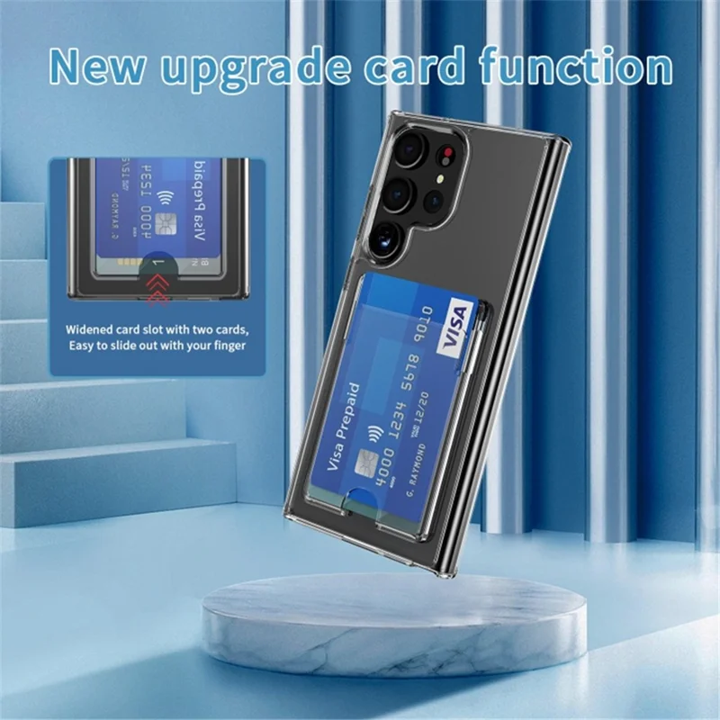 For Samsung Galaxy S24 Ultra Mobile Phone Shell TPU+PC+Acrylic Clear Case with Card Holder