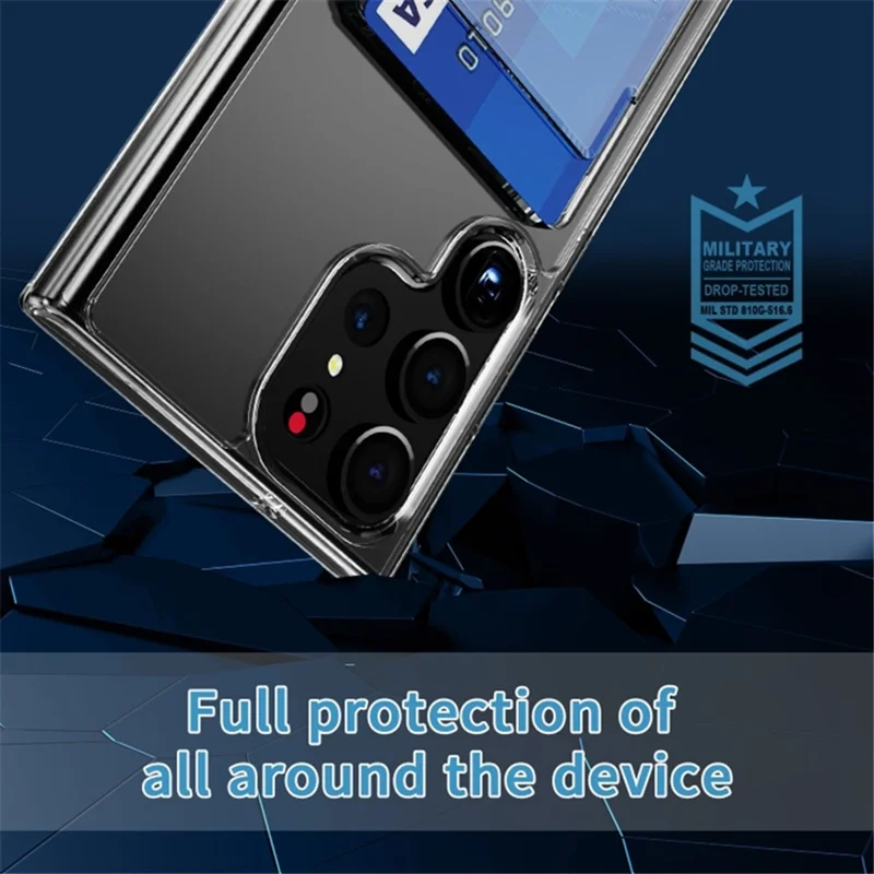 For Samsung Galaxy S24 Ultra Mobile Phone Shell TPU+PC+Acrylic Clear Case with Card Holder