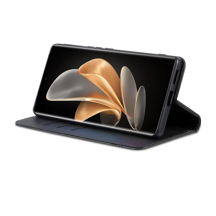 AZNS para Oppo Reno11 5G (Global) Capa de couro sintético com suporte tipo carteira e proteção de tela - Preto