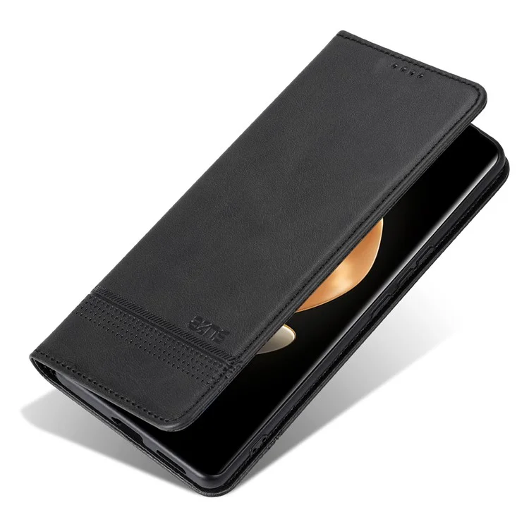 AZNS para Oppo Reno11 5G (Global) Capa de couro sintético com suporte tipo carteira e proteção de tela - Preto