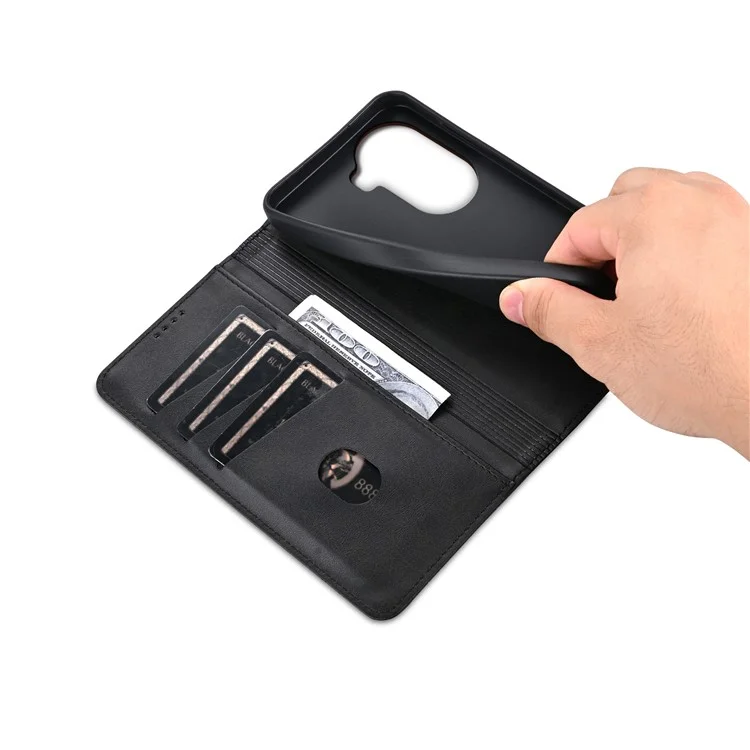 AZNS para Oppo Reno11 5G (Global) Capa de couro sintético com suporte tipo carteira e proteção de tela - Preto