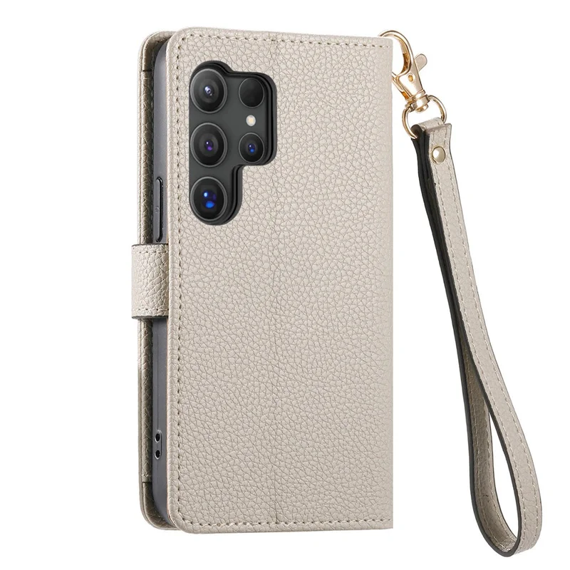 For Samsung Galaxy S24 Ultra RFID Blocking Case Zipper Pocket PU+TPU Phone Cover - Grey