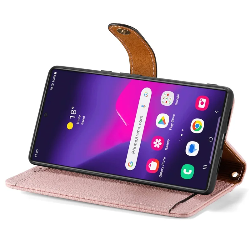 For Samsung Galaxy S24 Ultra RFID Blocking Case Zipper Pocket PU+TPU Phone Cover - Pink