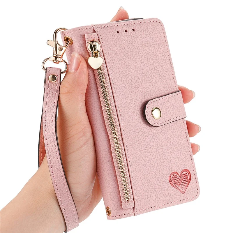 For Samsung Galaxy S24 Ultra RFID Blocking Case Zipper Pocket PU+TPU Phone Cover - Pink