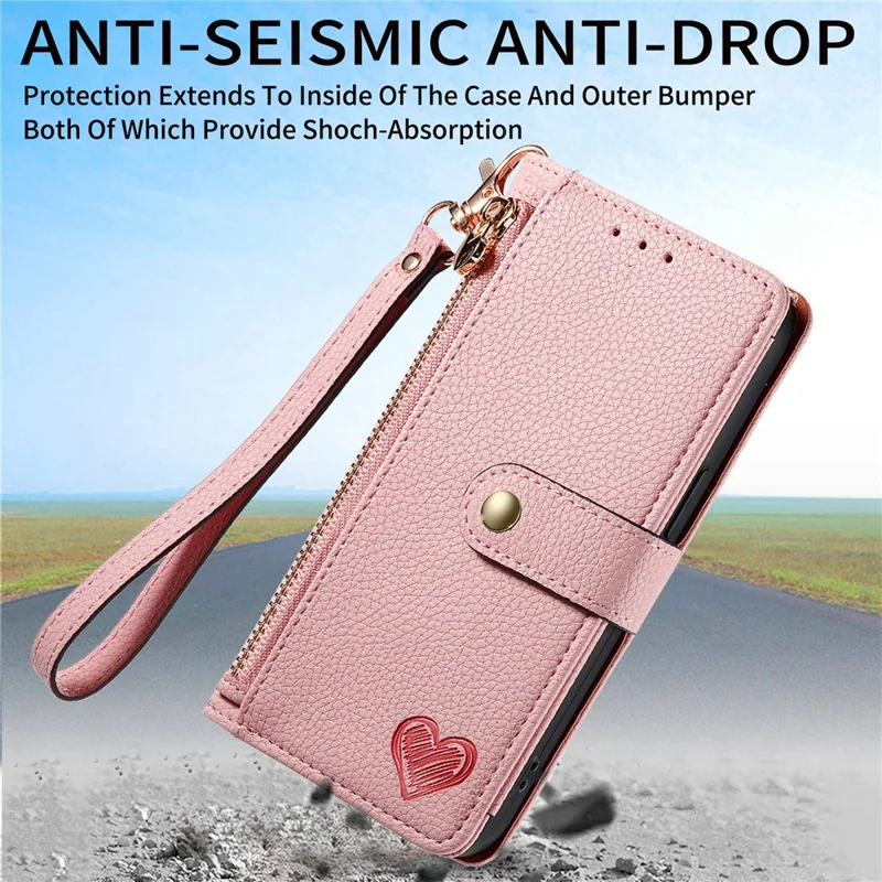 For Samsung Galaxy S24 Ultra RFID Blocking Case Zipper Pocket PU+TPU Phone Cover - Pink