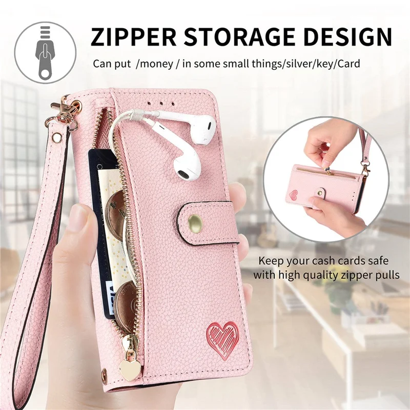 For Samsung Galaxy S24 Ultra RFID Blocking Case Zipper Pocket PU+TPU Phone Cover - Pink