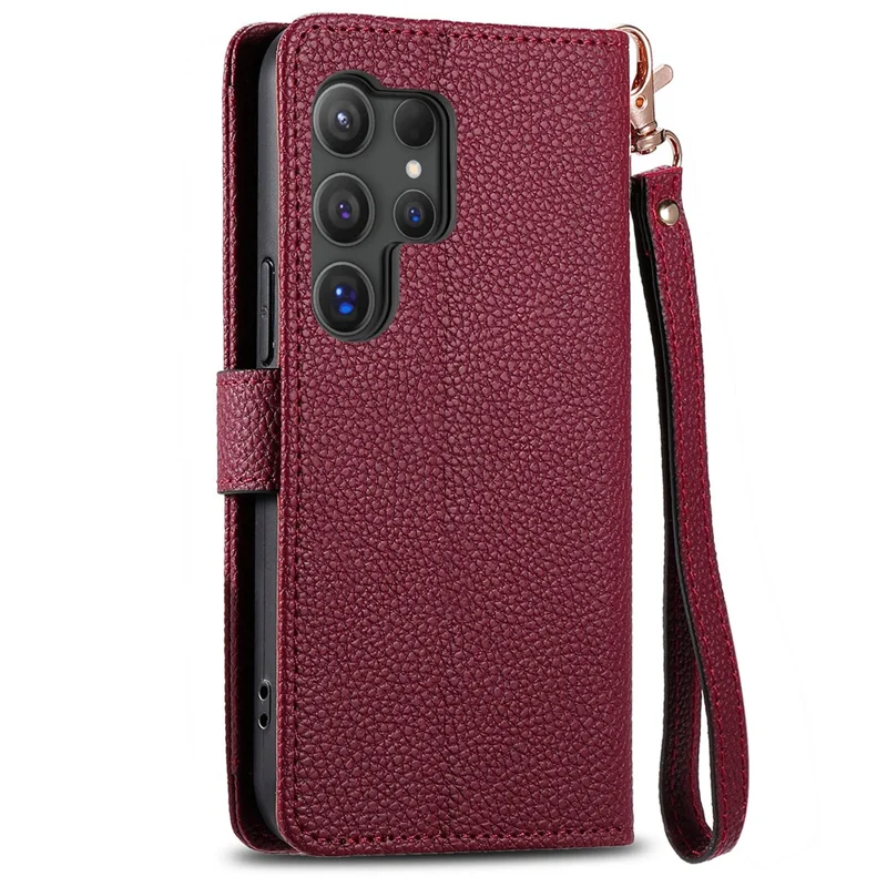 For Samsung Galaxy S24 Ultra RFID Blocking Case Zipper Pocket PU+TPU Phone Cover - Red