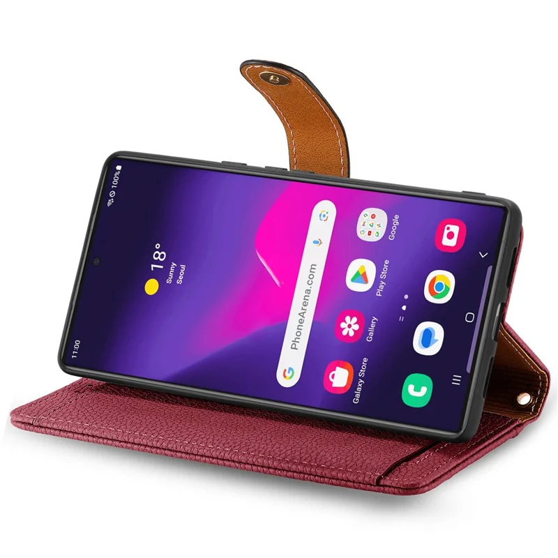 For Samsung Galaxy S24 Ultra RFID Blocking Case Zipper Pocket PU+TPU Phone Cover - Red