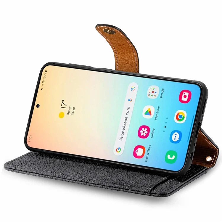 Für Samsung Galaxy S24 Wallet Case RFID-blockierende Lederhülle - Schwarz