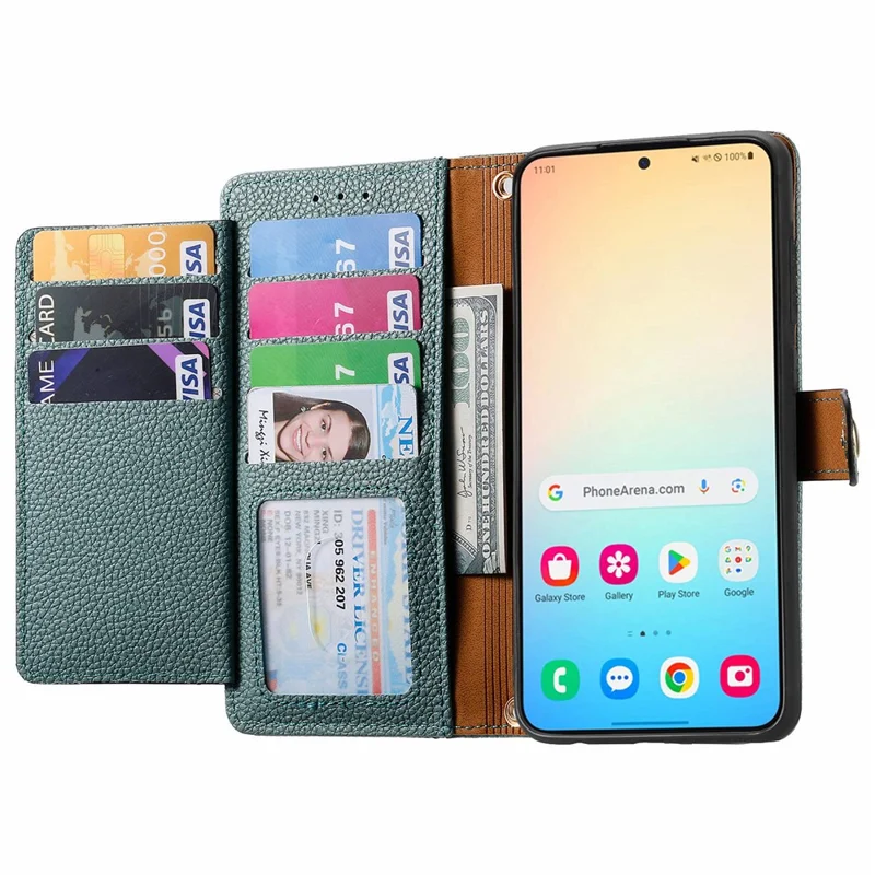 For Samsung Galaxy S24 Wallet Case RFID Blocking Leather Phone Cover - Green