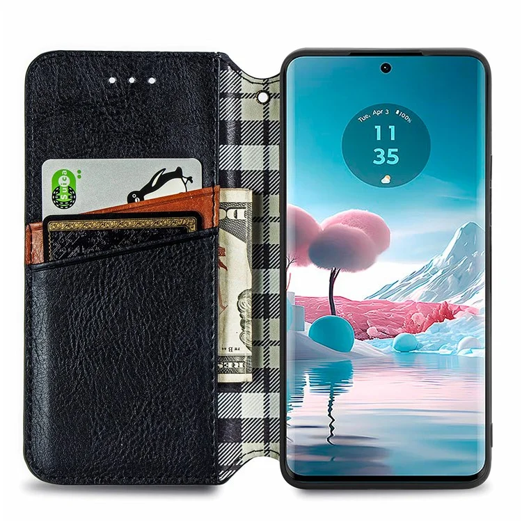 Para Motorola Edge 40 Neo 5G Funda Tipo Cartera Cuero Imitación Tapa Abatible Accesorios Para Teléfono Móvil Al Por Mayor - Negro