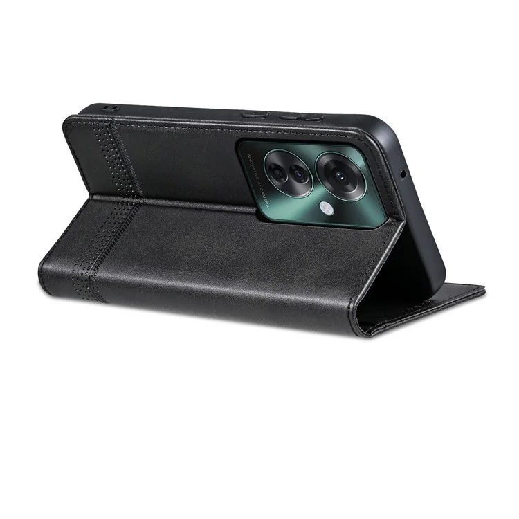 AZNS For Oppo Reno11 F 5G Case PU Leather Flip Stand Wallet Phone Cover - Black