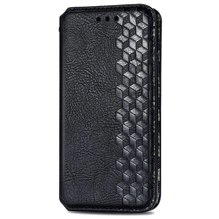 Für Realme 12 Pro 5G / 12 Pro+ 5G Case Rhombus Geprägtes Leder Handyhülle - Schwarz
