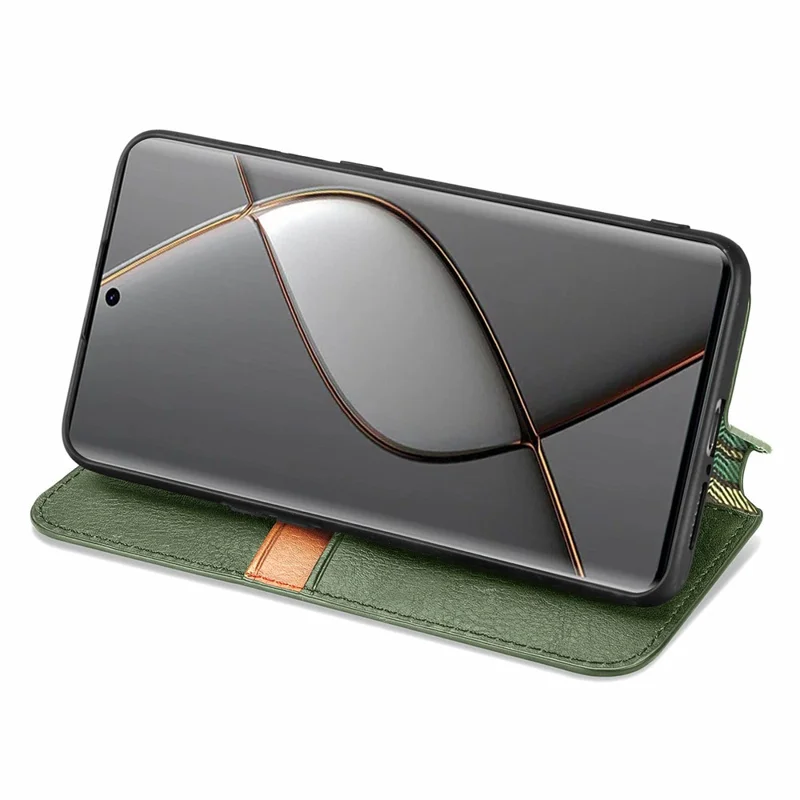 For TECNO Spark 20 Pro+ PU Leather Case Rhombus Imprint Wallet Stand Phone Cover - Green