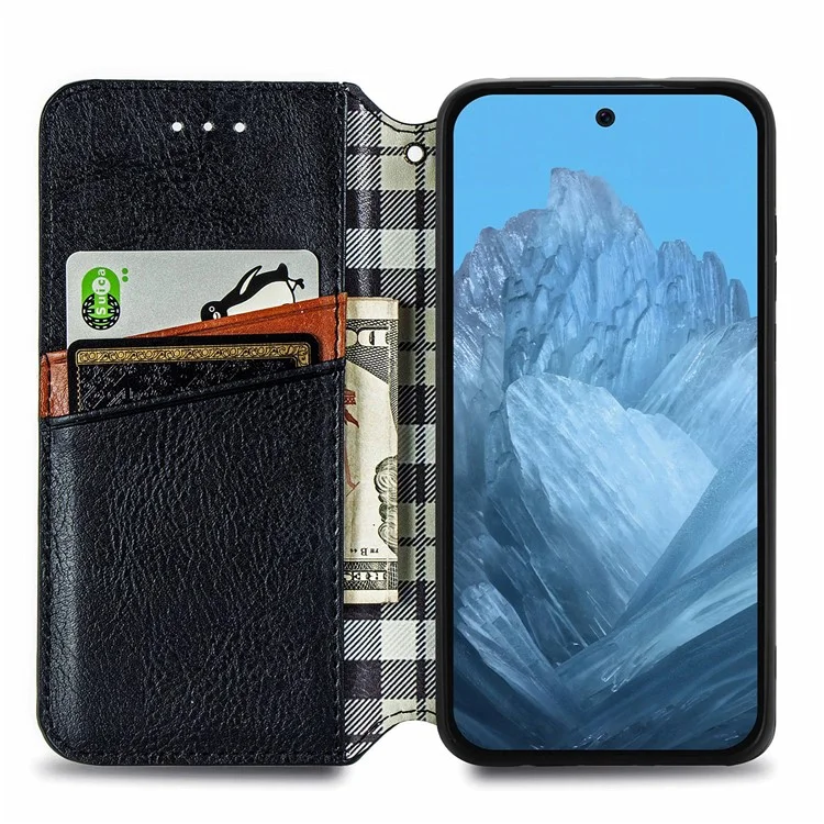 Para Google Pixel 9 / Pixel 9 Pro Case Leather Wallet Case Mobile Phone Cover Wholesale - Black
