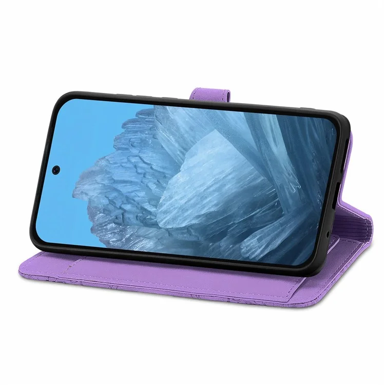 Per Google Pixel 9 / Pixel 9 Pro Custodia in pelle anti-caduta Portafoglio Zip Stand Flip Cover per telefono - Viola chiaro