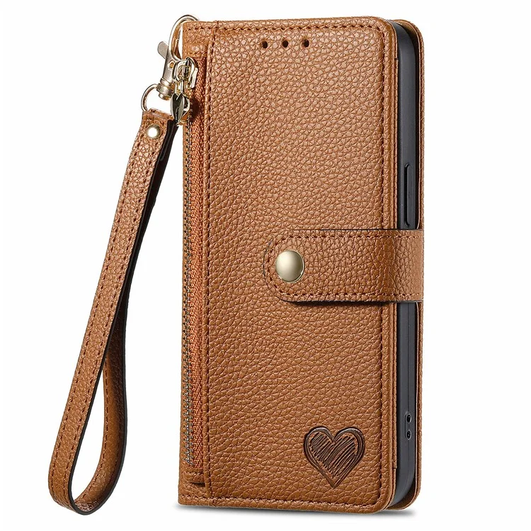 Para Google Pixel 9 Pro XL RFID Blocking Case Zipper Pocket PU Leather Phone Cover - Marrón