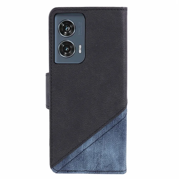 Für Motorola Edge 50 Fusion Case Splicing PU Leder Brieftasche Telefonabdeckung mit Ständer - Schwarz