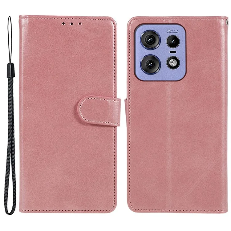 Custodia antiurto per Motorola Edge 50 Pro 5G Custodia con trama in pelle di vitello magnetica - Oro rosa