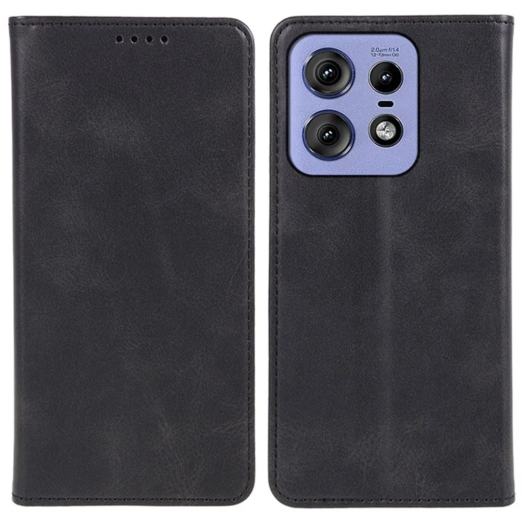 Für Motorola Edge 50 Pro 5G Wallet Case Magnetischer automatischer Verschluss Ledertelefonhülle - Schwarz