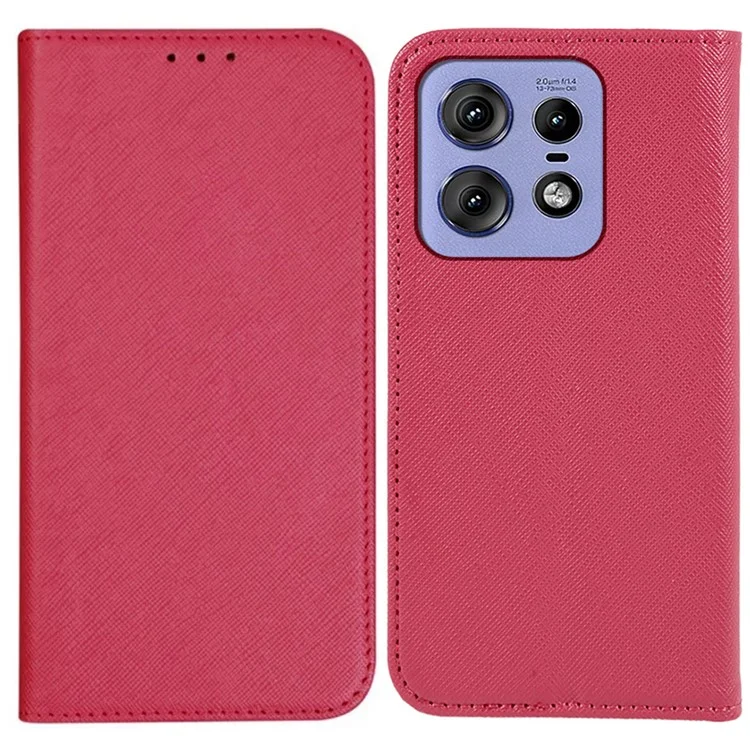 Per Motorola Edge 50 Pro 5G Custodia Chiusura magnetica Trama incrociata Custodia in pelle per telefono - Rosa