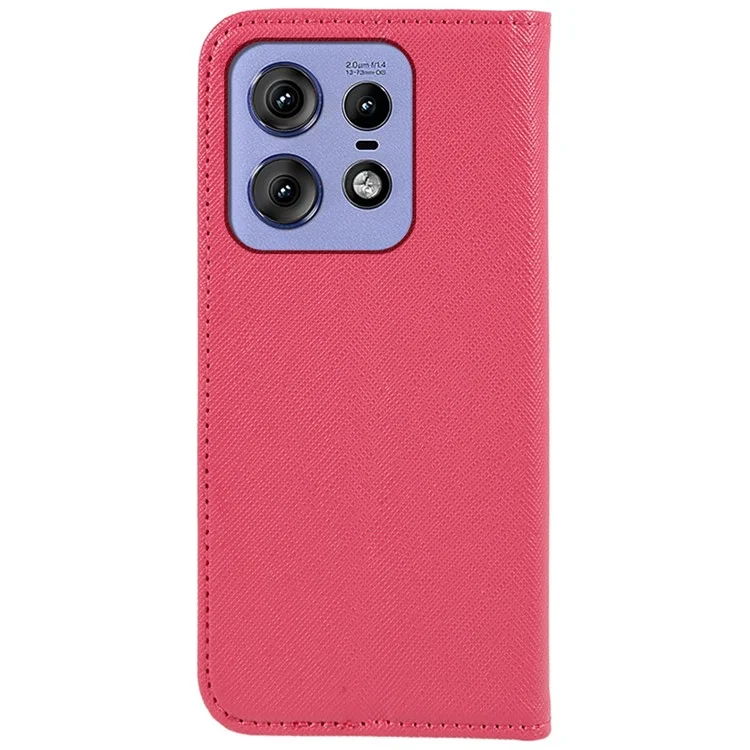 Per Motorola Edge 50 Pro 5G Custodia Chiusura magnetica Trama incrociata Custodia in pelle per telefono - Rosa