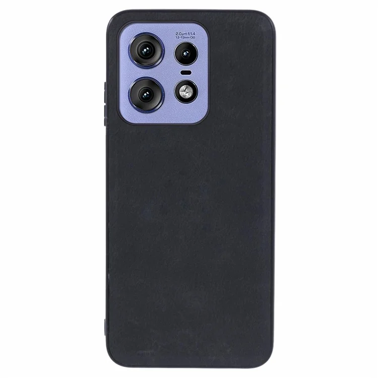 Para Motorola Edge 50 Pro 5G Anti-scratch Case Retro Leather Coated PC+TPU Hybrid Phone Cover - Preto
