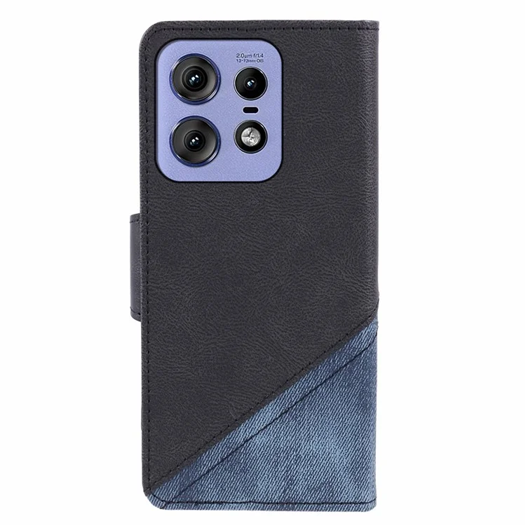 Para Motorola Edge 50 Pro 5G Case Splicing Design Carteira de Couro PU Anti-queda Tampa do Telefone - Preto
