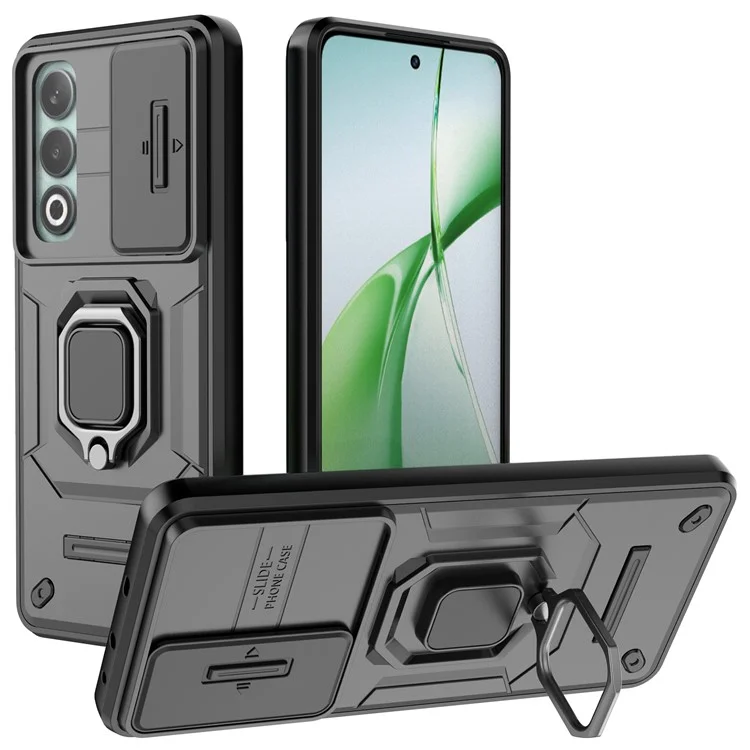 Per OnePlus Nord CE4 5G Protezione fotocamera Kickstand Case Custodia robusta PC+TPU - Nero