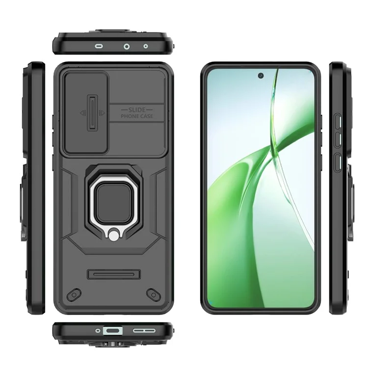Per OnePlus Nord CE4 5G Protezione fotocamera Kickstand Case Custodia robusta PC+TPU - Nero