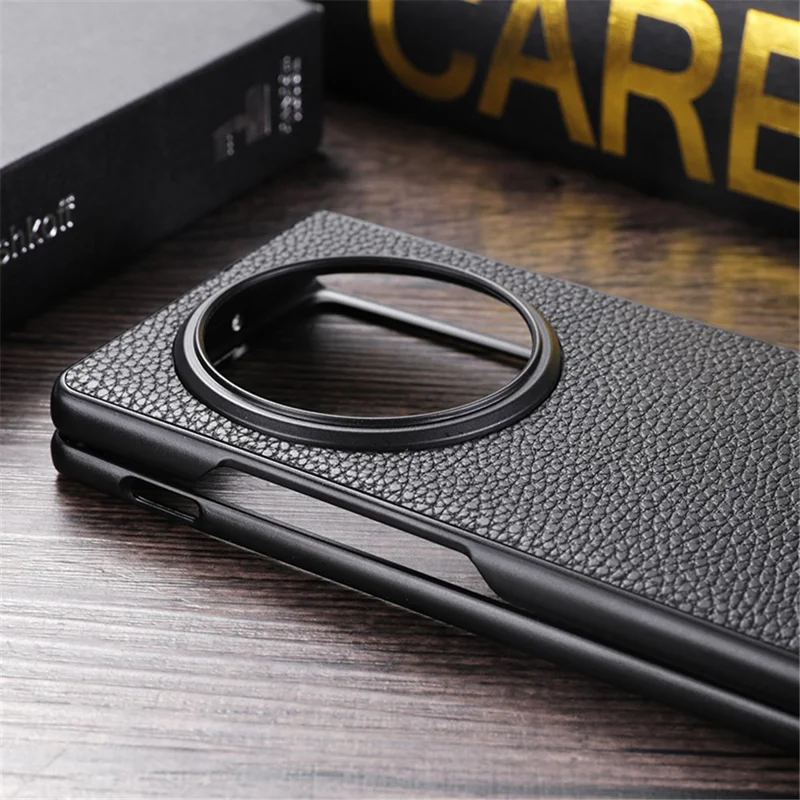 For vivo X Fold3 Phone Cover PC+PU Leather Hidden Kickstand Back Case - Black