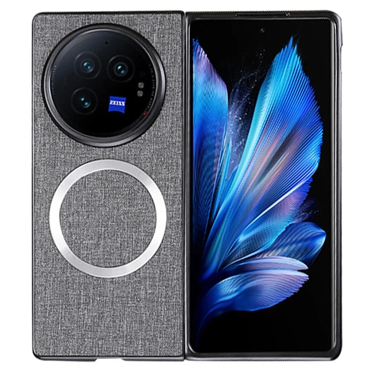 Per vivo X Fold3 Pro Case Drop-proof TPU+Cloth Back Phone Cover Compatible con MagSafe - Grigio