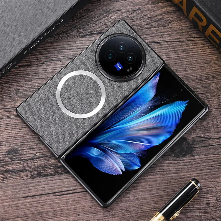 Per vivo X Fold3 Pro Case Drop-proof TPU+Cloth Back Phone Cover Compatible con MagSafe - Grigio