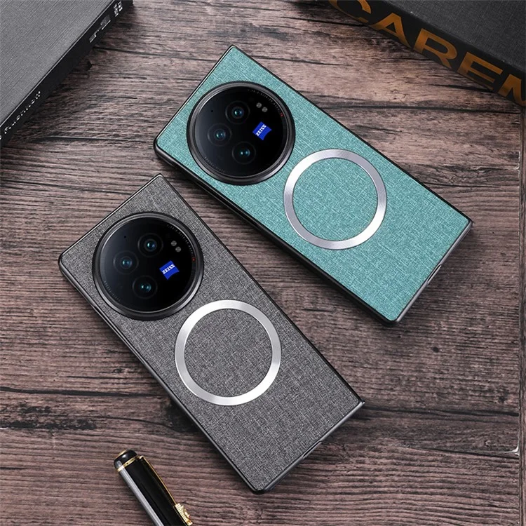 Per vivo X Fold3 Pro Case Drop-proof TPU+Cloth Back Phone Cover Compatible con MagSafe - Grigio