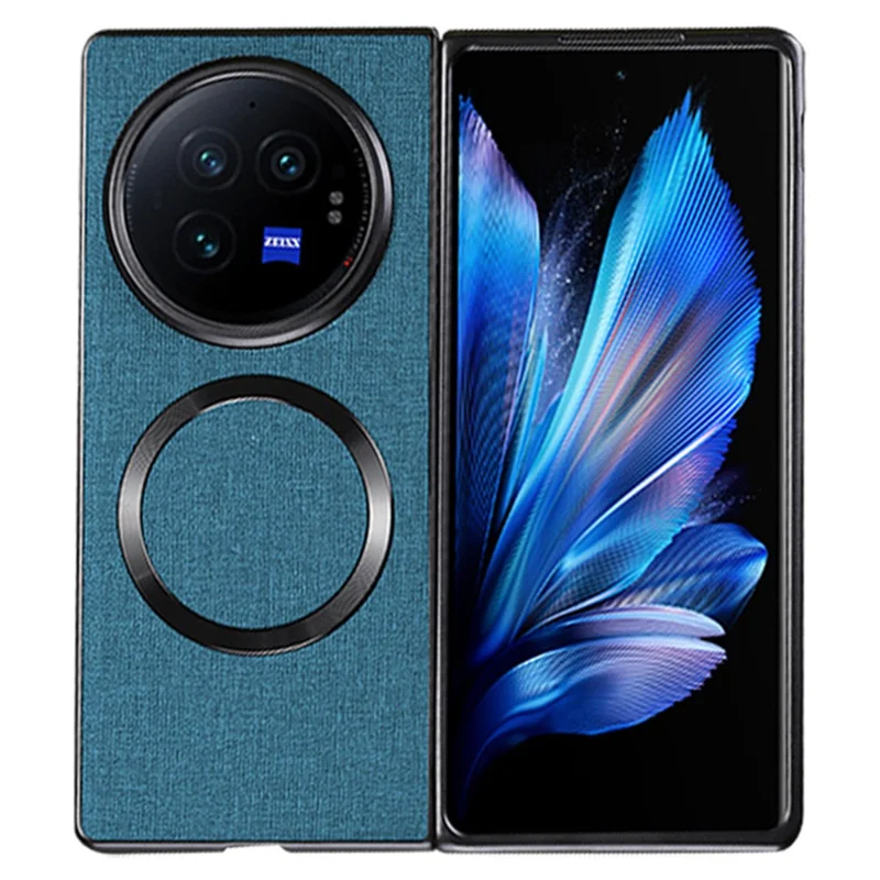 For vivo X Fold3 Pro Case Drop-proof TPU+Cloth Back Phone Cover Magnetic Case - Dark Green