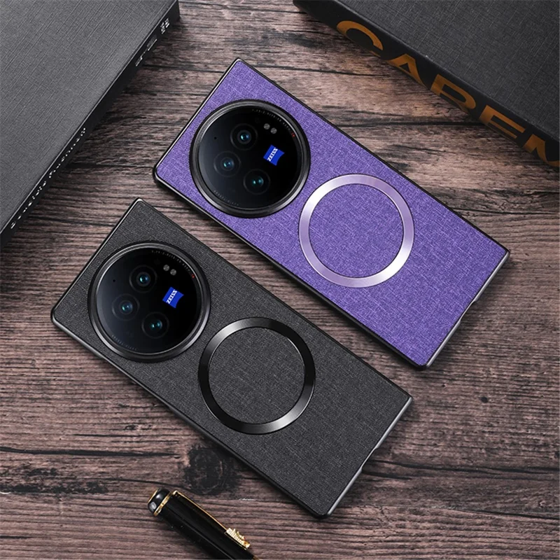 For vivo X Fold3 Pro Case Drop-proof TPU+Cloth Back Phone Cover Magnetic Case - Dark Green